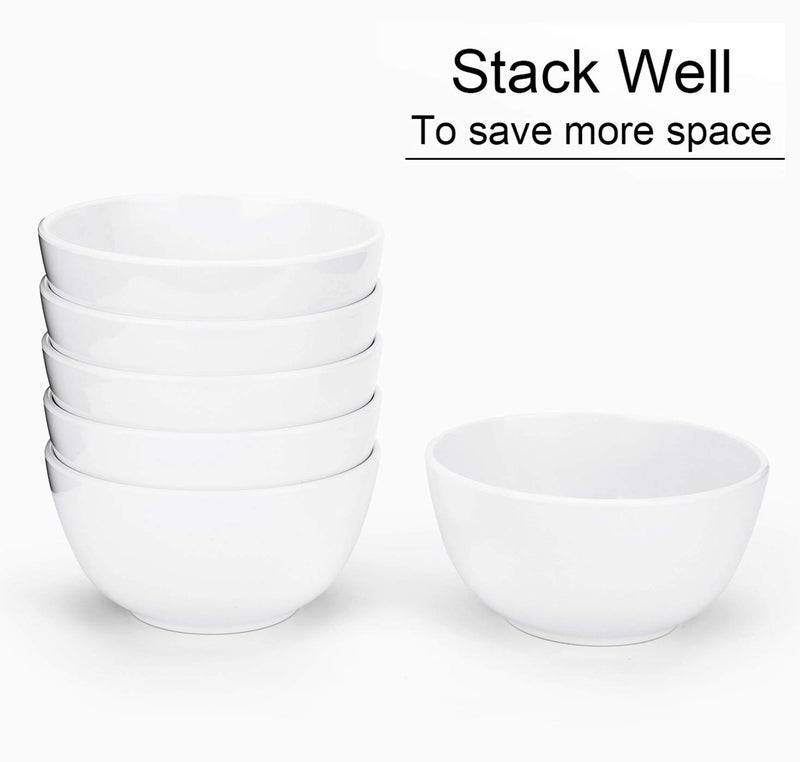 KX-WARE Melamine Bowls set - 28oz 6inch 100% Melamine Cereal/Soup/Salad Bowls, Set of 6 White | Shatter-Proof and Chip-Resistant Dishwasher Safe, BPA Free - Image 4